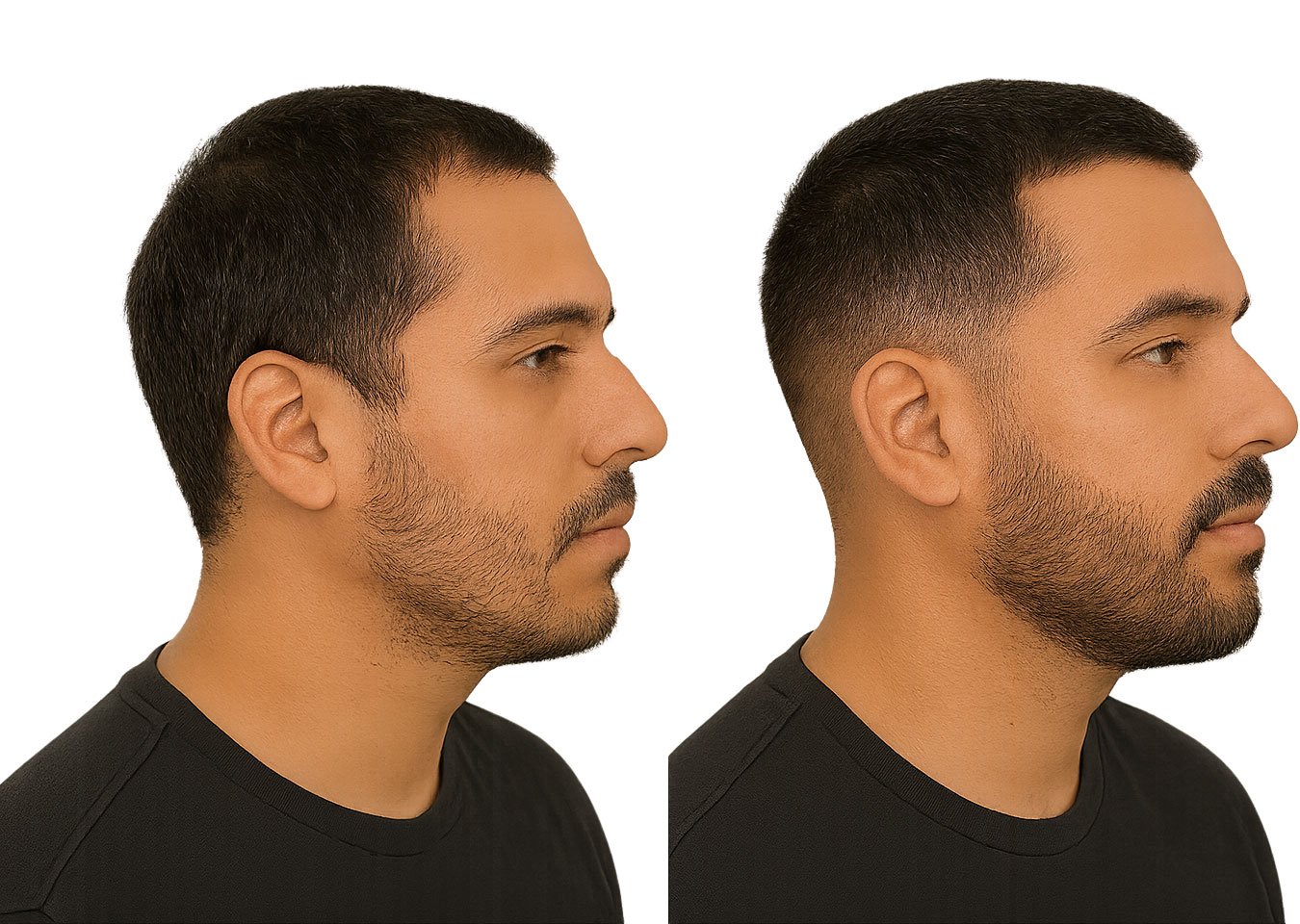 Beard hair regrowth after stem cell treatment, showing fuller, thicker hair 60 days post-treatment.