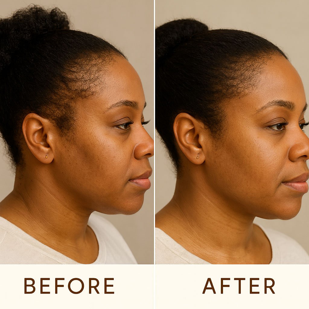 facial-skin-texture-treatment-before-after-woman Before and after facial skin texture improvement on woman following non-invasive cosmetic treatment